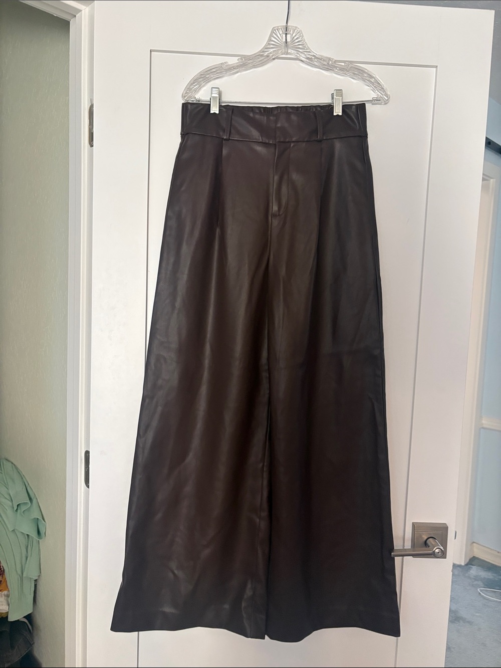 Banana Republic Factory Wide-Leg Faux Leather Pants - Dark Brown Sz 4